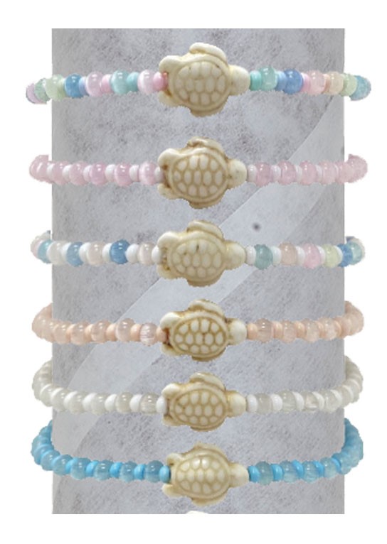 Adjustable 4mm Cat Eye with Howlite Turtle Bracelet BR0939