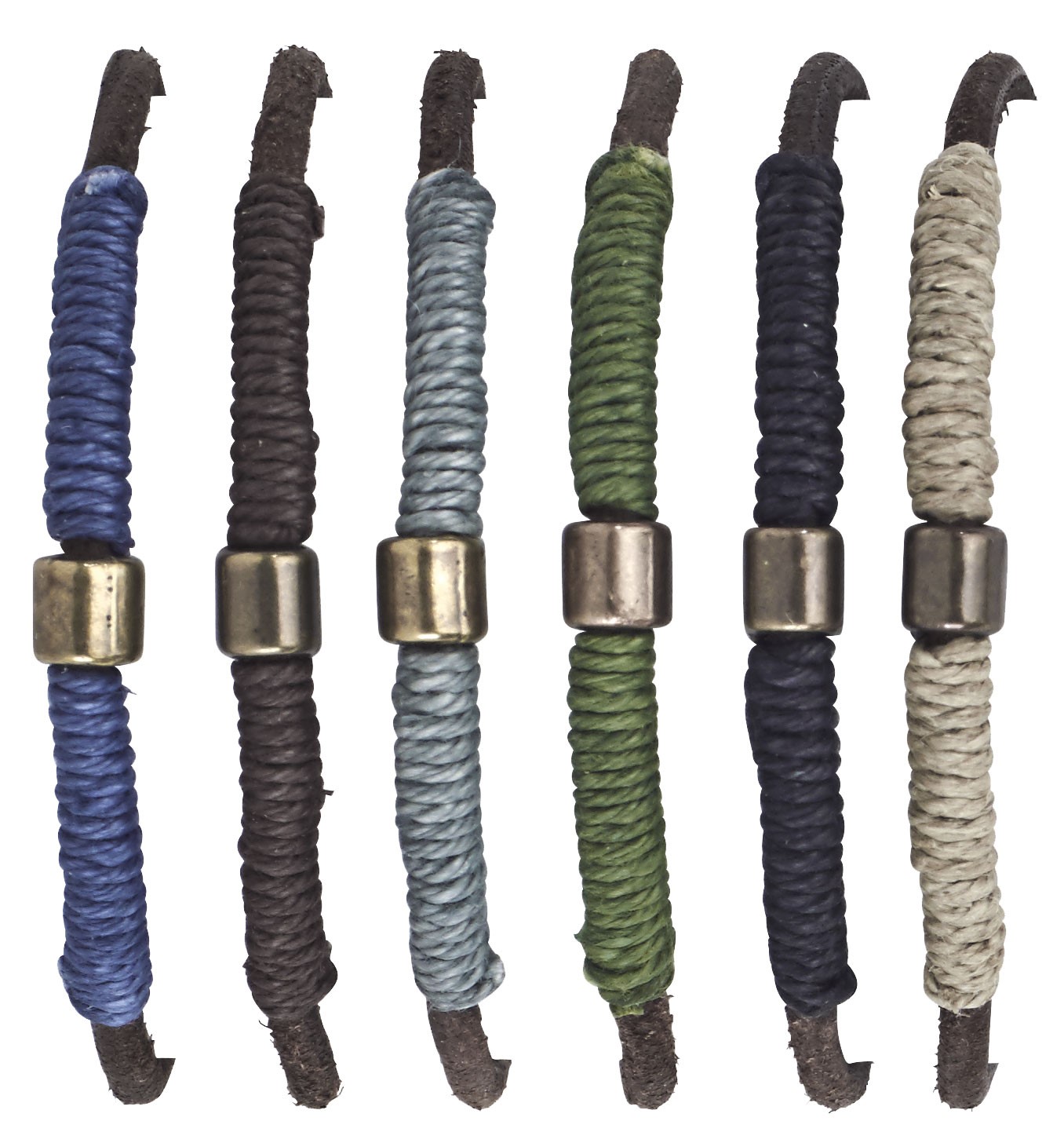 Adjustable leather bracelet with threat and metal bead BR0246