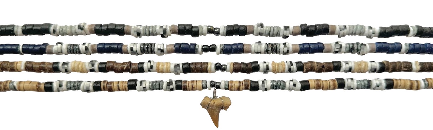 Coco with Dyed Litob & Fimo Station Shark Tooth Necklace ZNK5517