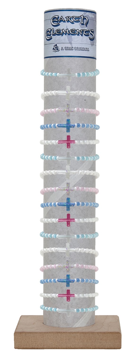 4MM Cat Eye Bead with Cross Adjustable Bracelet with Tube & Base BR0939-CR - tube