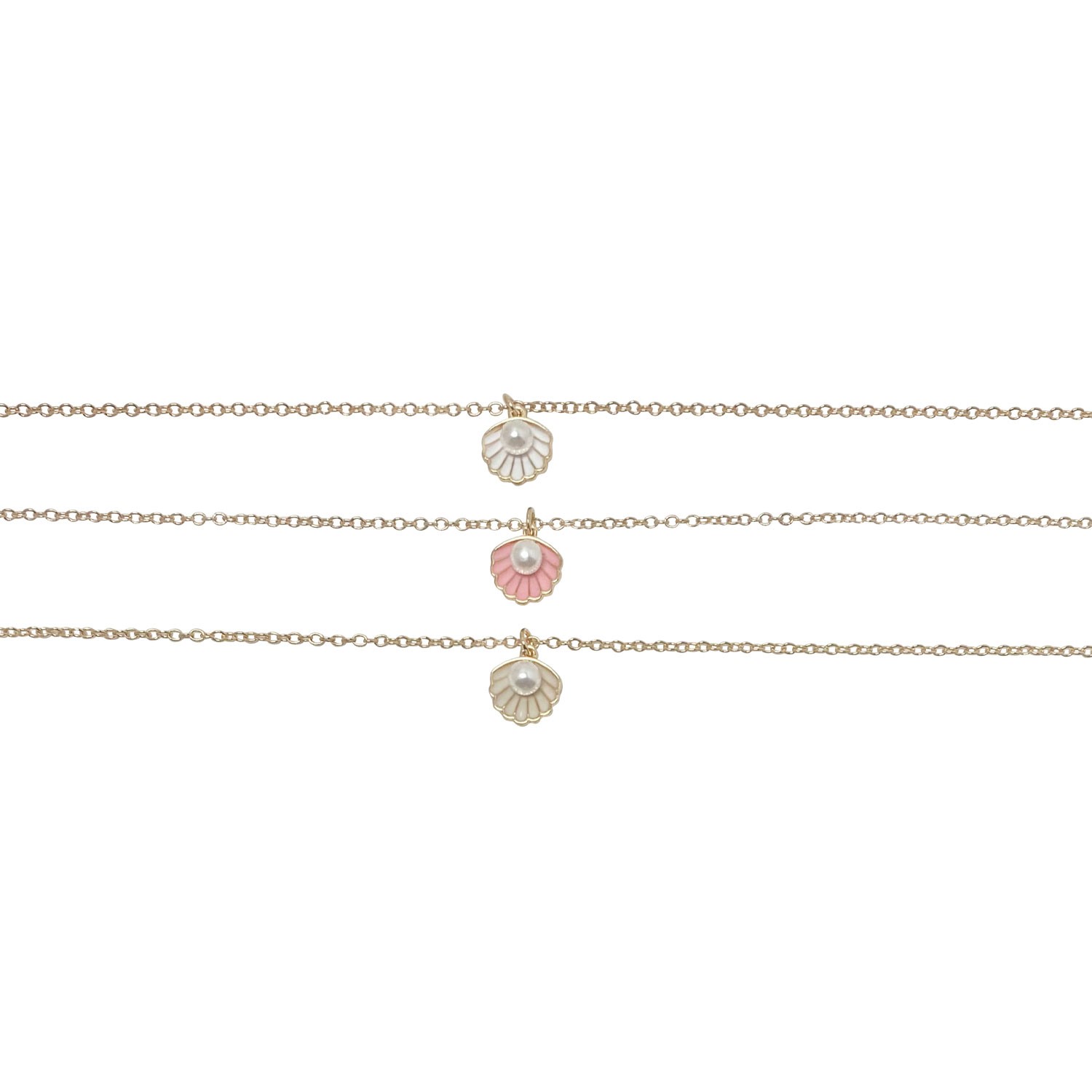 Enamel Open Clam Shell with Pearl Pendant Anklet AK2699