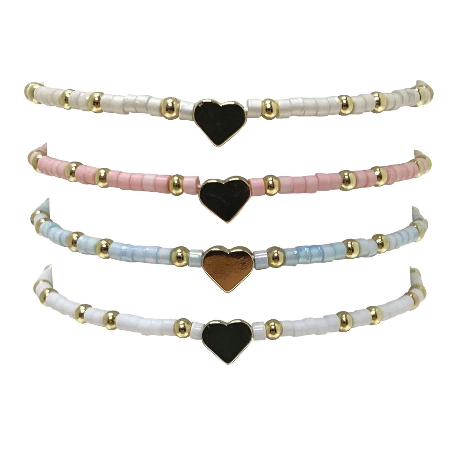 Adjustable Tube Bead with Heart Pendant Bracelet BR0944