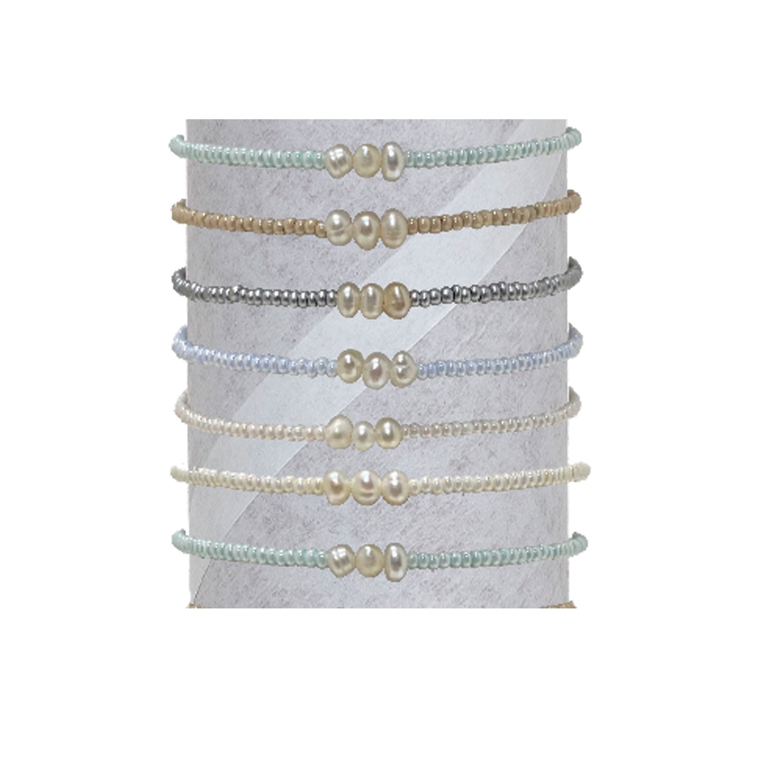 Adjustable 3 Mini Pearl - Seed Bead Bracelet BR0948