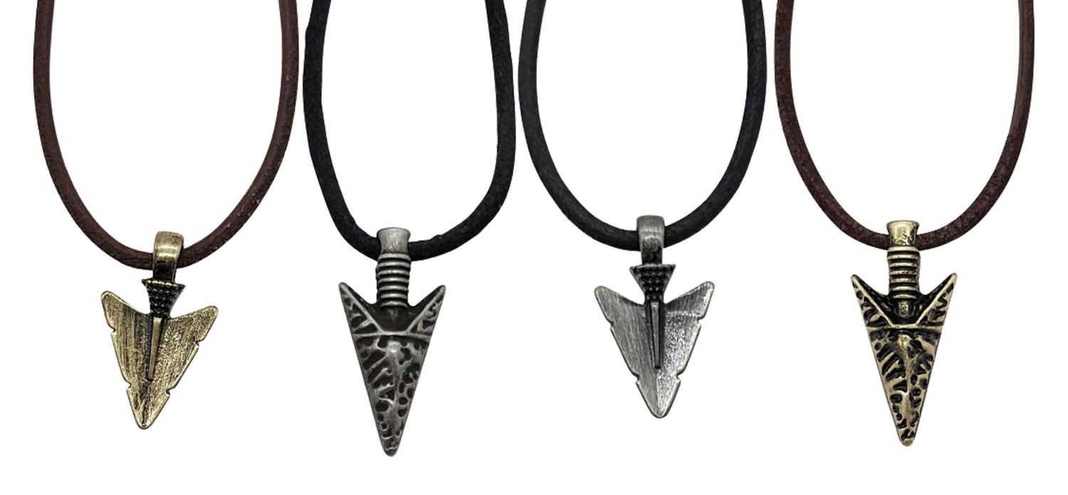 Antique Gold / Silver Arrowhead Pendant Necklace on Leather ZNK1381