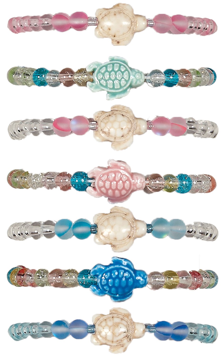 Adjustable Bracelet with Clear Bead - Howlite Turtle BR0776