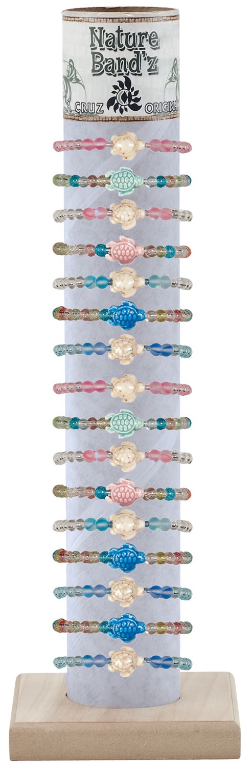 Adjustable Bracelet with Clear Bead - Howlite Turtle with Tube & Base BR0776 - TUBE