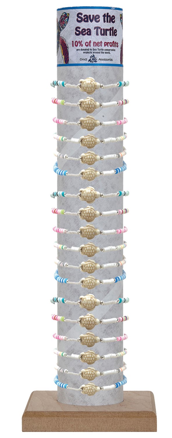 Elastic Fimo Disc with Turtle Pendant Bracelet with Tube & Base BR0929 - TUBE