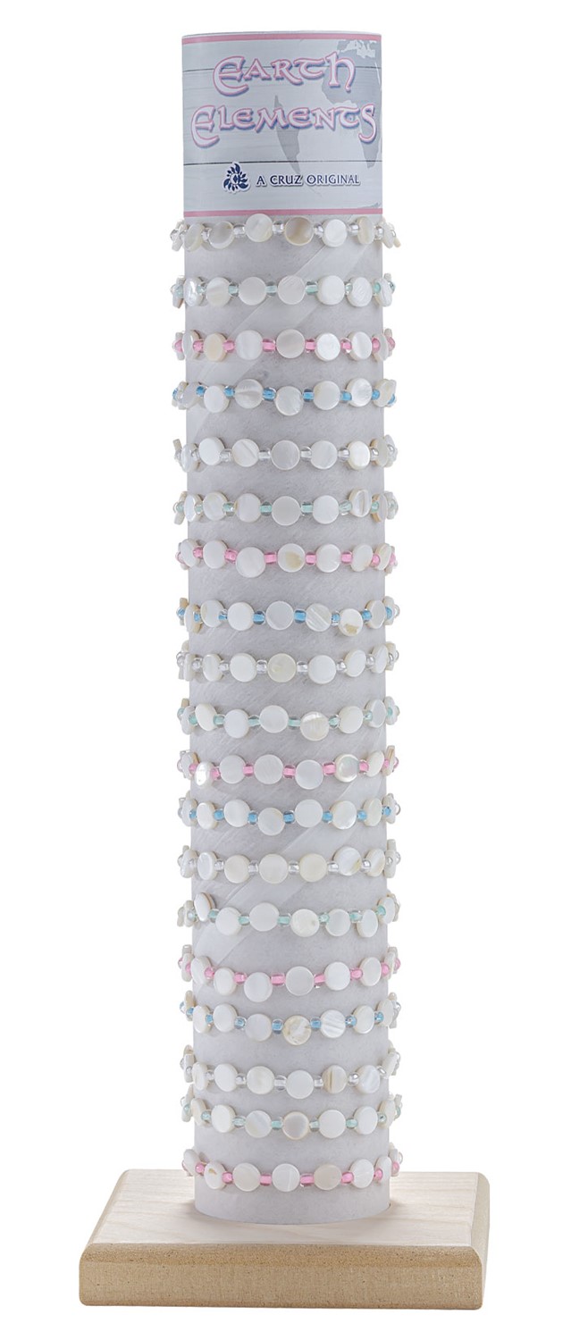 Adj. White Disc with Colored Bead Bracelet with Tube & Base BR0940 - TUBE