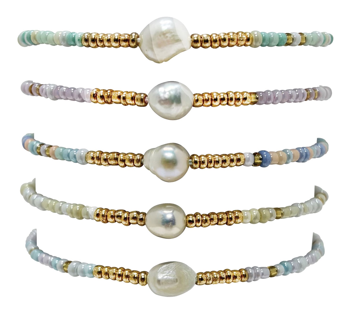 2mm Bead with Freshwater Pearl Adjustable Bracelet BR1848