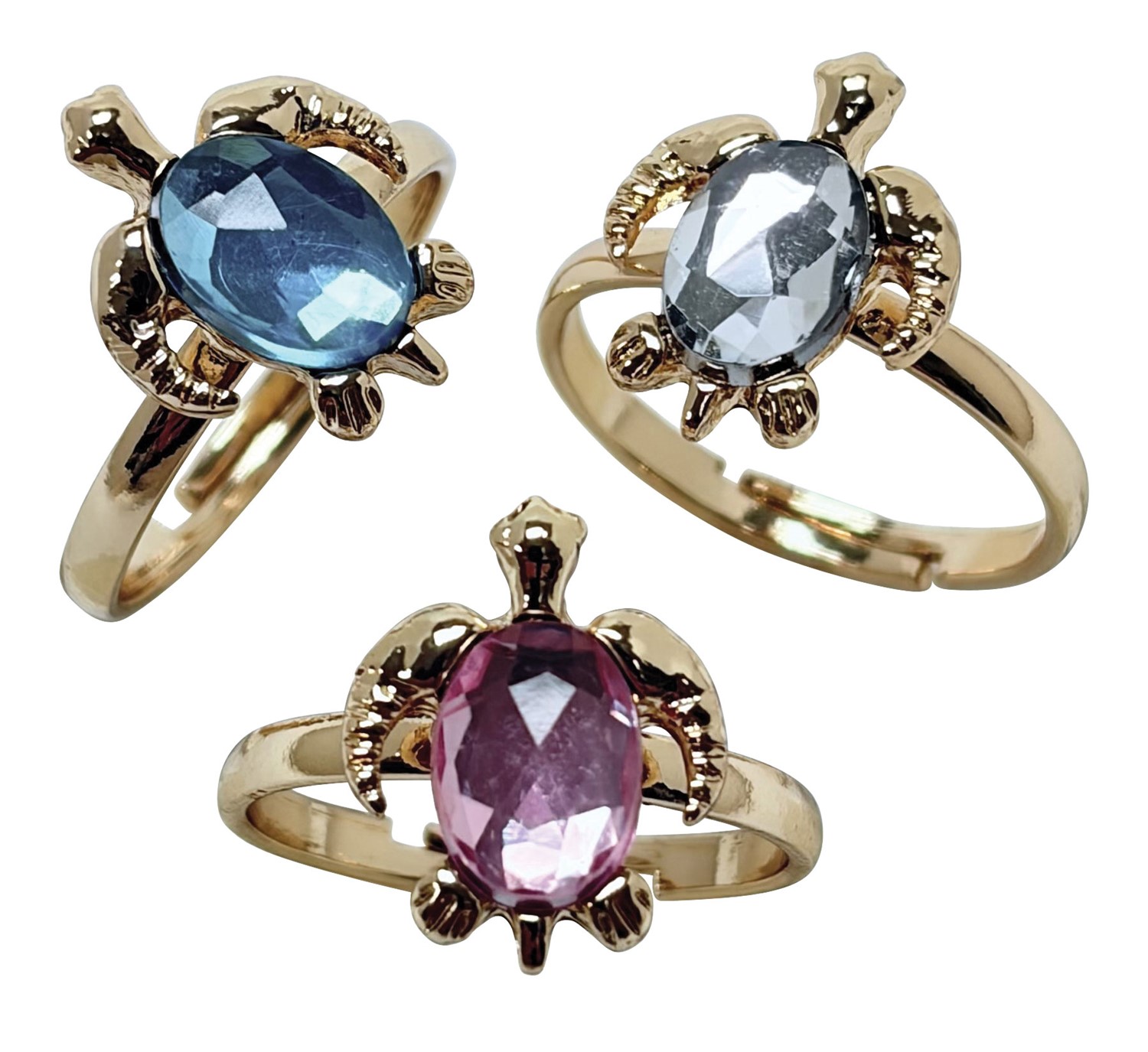 Diamond Cut Glass Turtle Pendant Ring R0216