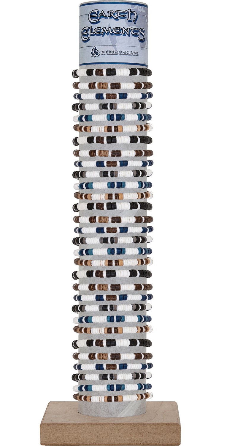 Coco And Litob Pattern Shell Adj. Slide Knot Bracelet Assorted w/Tube & Base ZBR5908-TUBE