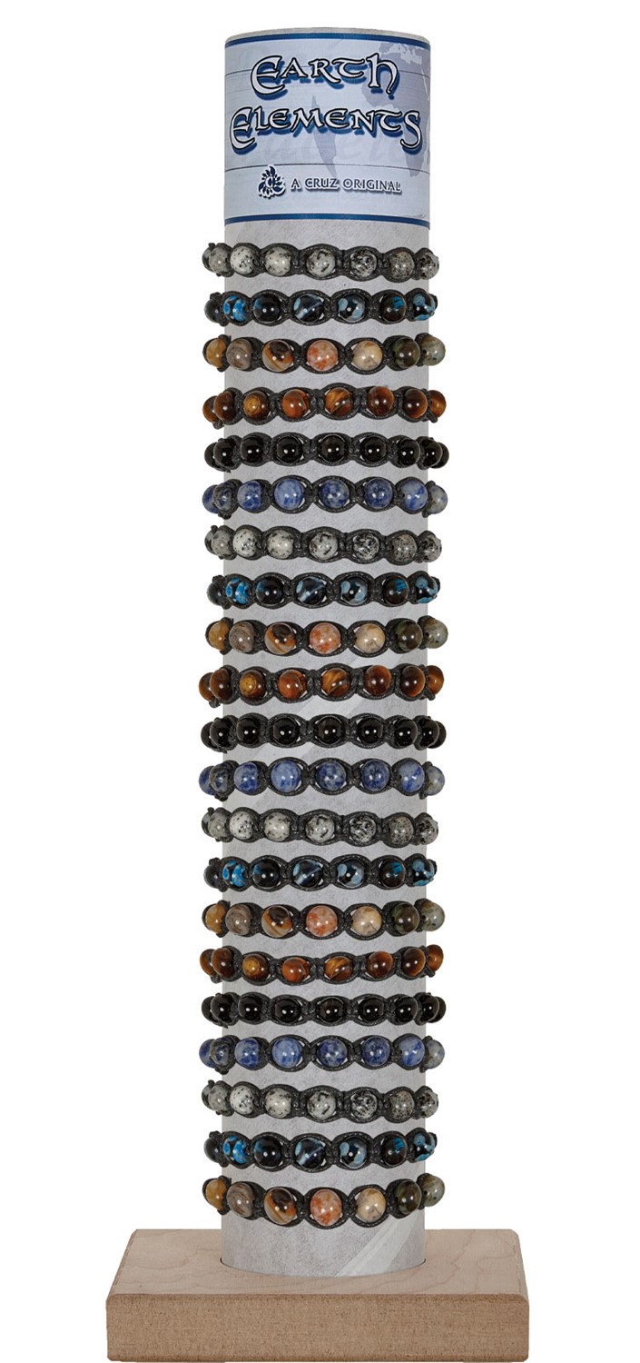 	8MM Stone on Wax Cord Adjustable Slide Knot Bracelet Assorted with Tube & Base ZBR5916-TUBE