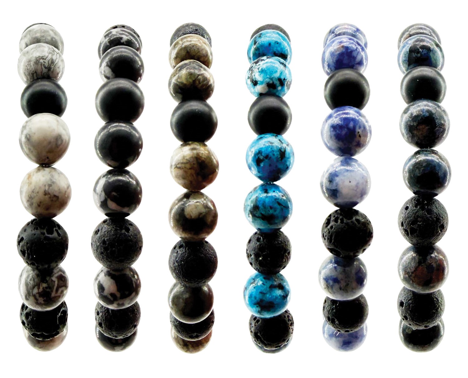 Elastic Lava and Stone Bead Bracelet ZBR0321
