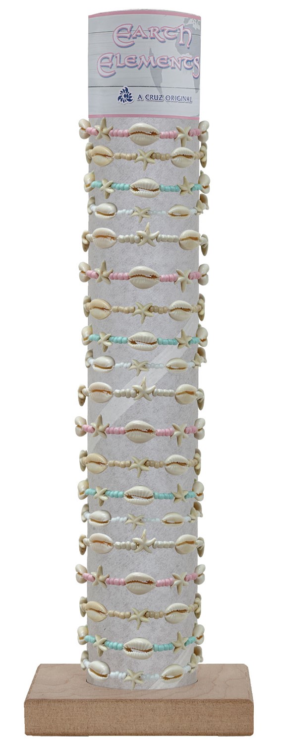 Adjustable Cowrie - Starfish Bead Bracelet with Tube and Base BR1850-TUBE