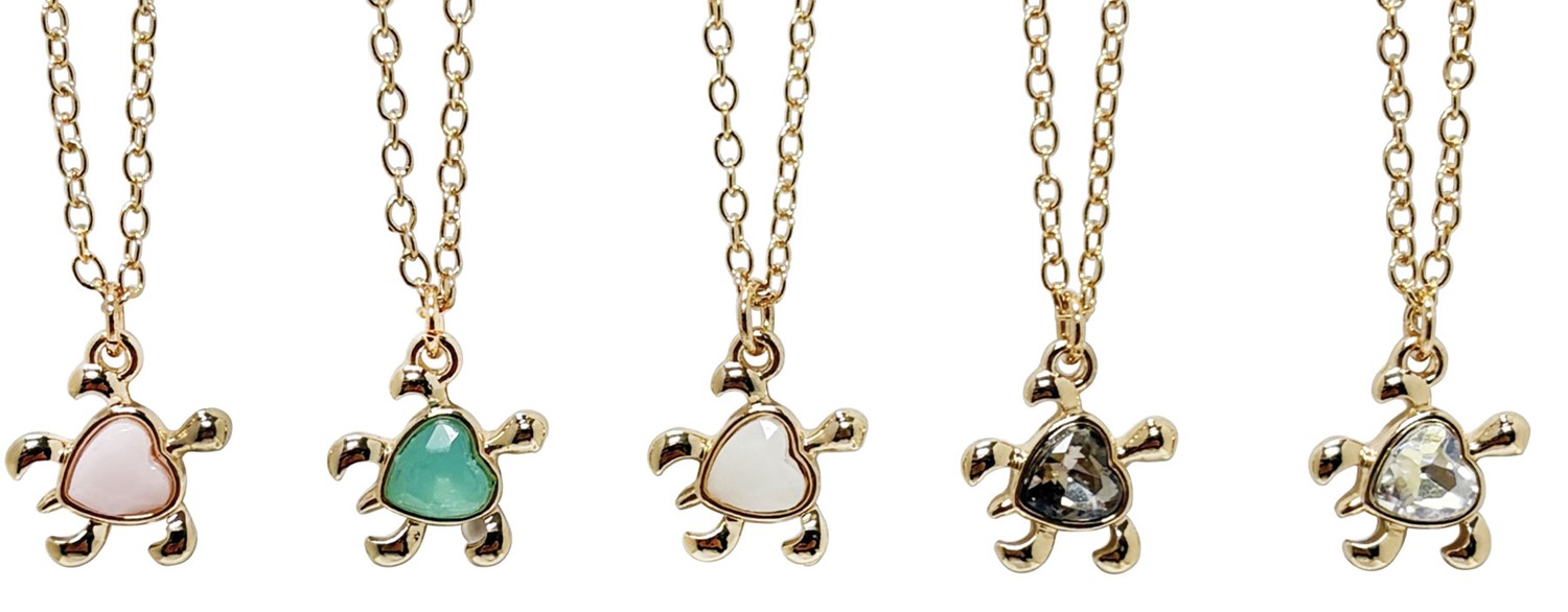 Sea Turtle Gold Pendant with "Heart" Shell Pendant Gold Necklace NK2711-G