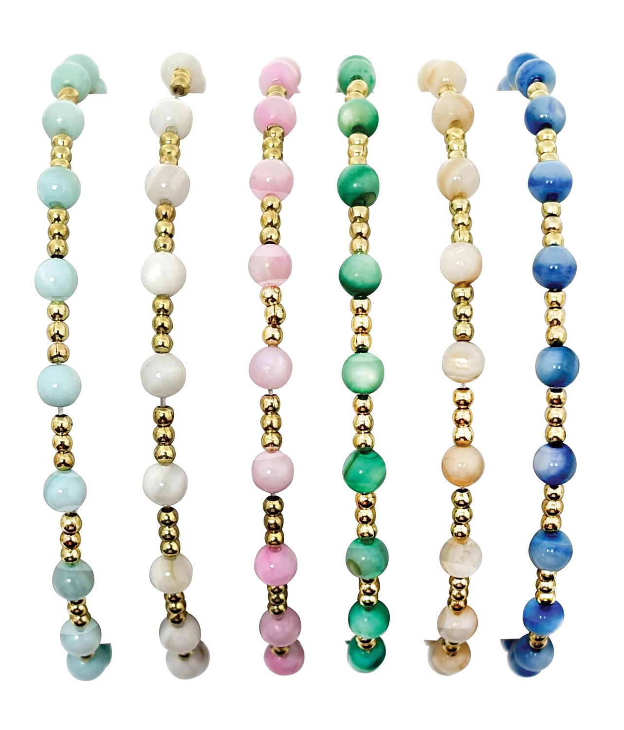 Elastic Stretch 2MM Gold Bead With Pearl Bracelet BR0912-B