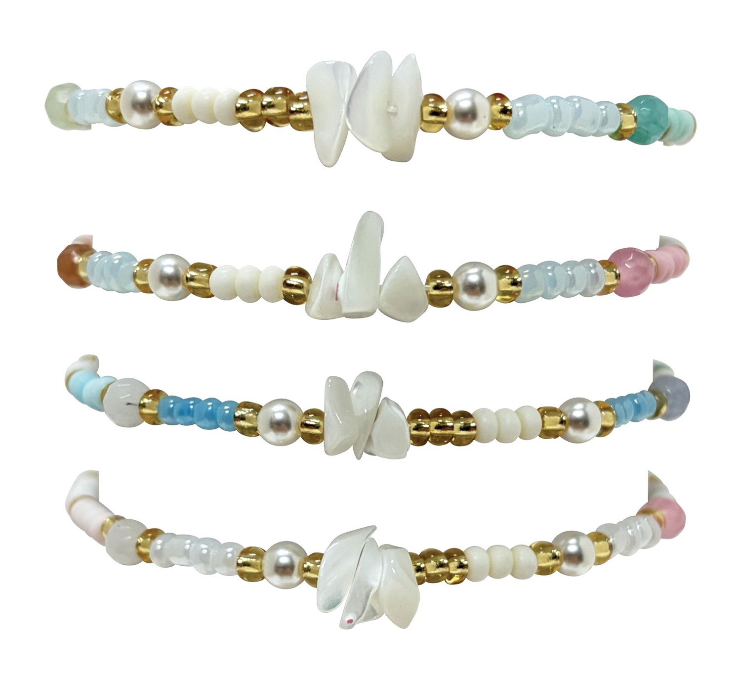 Adjustable Seed Bead and Chip Bracelet BR0978
