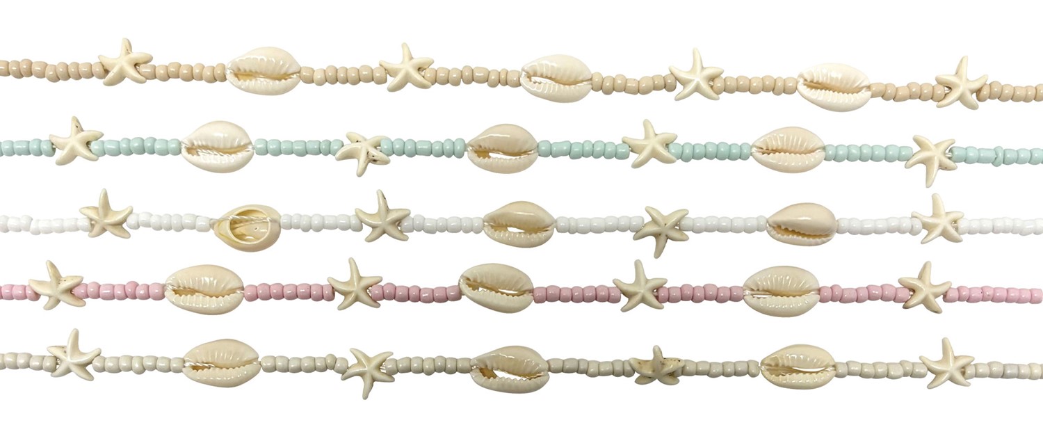 Seed Bead Cowrie and Starfish Pendant Necklace NK1850