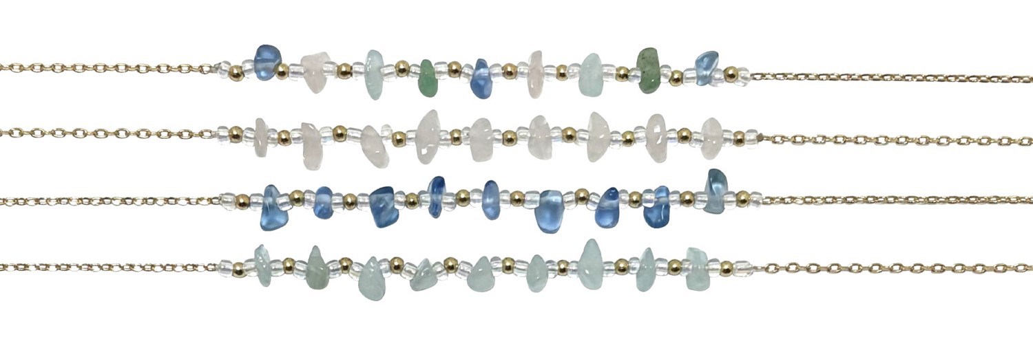 Chip Bead Pattern Gold Chain Anklet AK2425-G