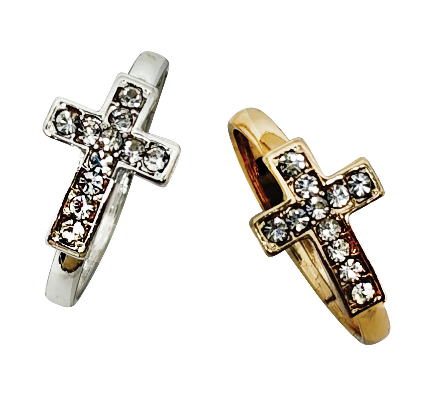 Rhinestone Cross Adjustable Ring R0218