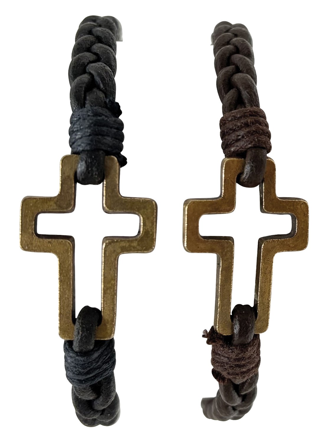 Adjustable Braid Leather with Cross Pendant Bracelet ZBR0347