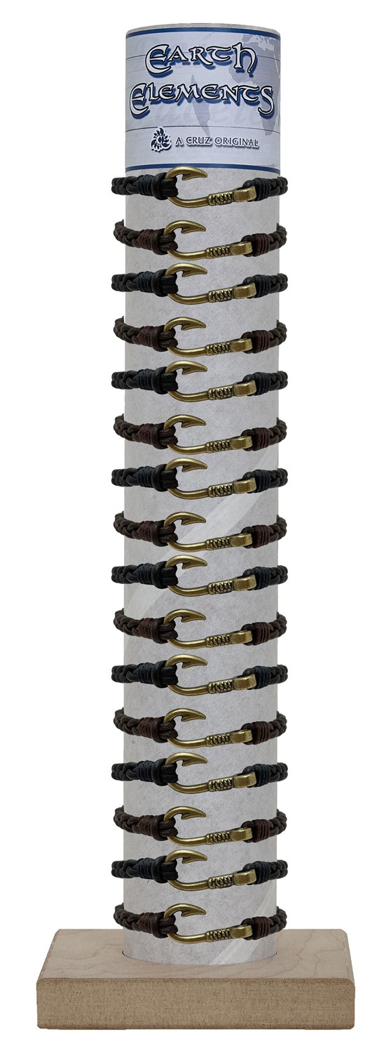 Adjustable Braid Leather with Fishhook Bracelet with Tube and Base ZBR0348 - TUBE