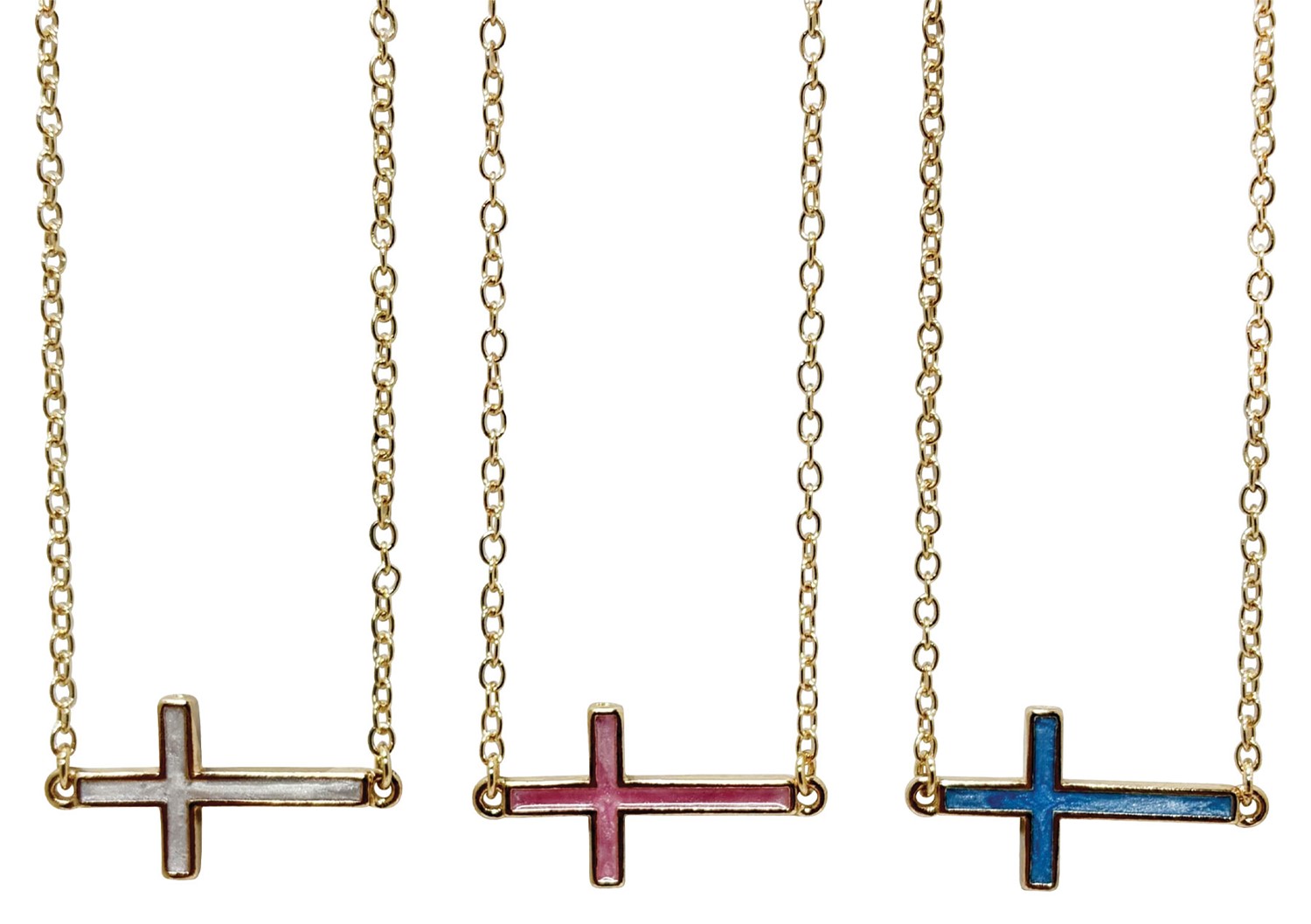 Swirl Enamel Horizontal Cross Necklace NK2715