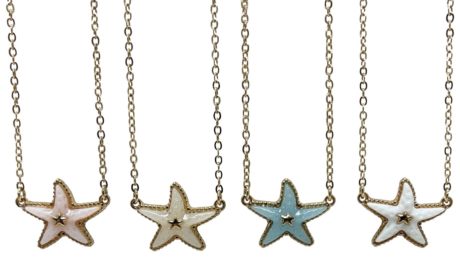 Gold Starfish Pendant with Color Epoxy Necklace NK2716