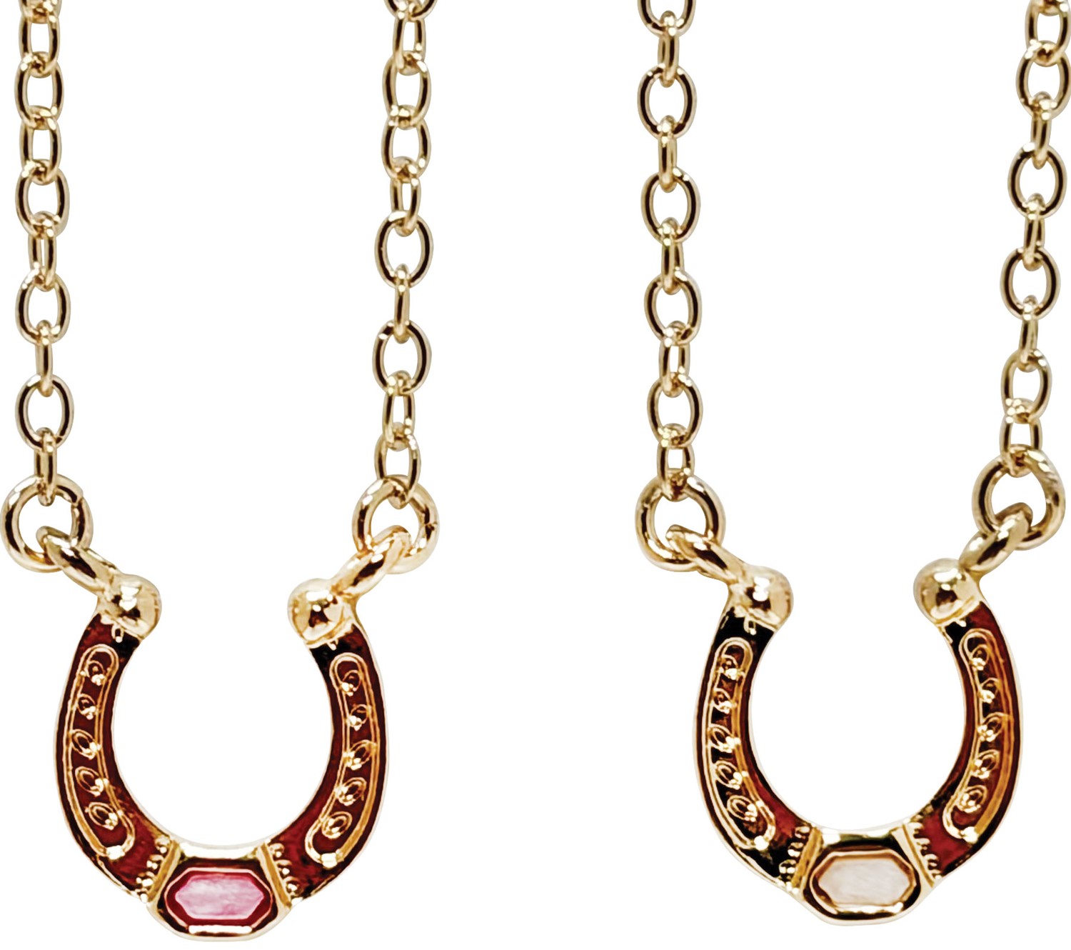Horse Shoe with Stone Pendant Necklace NK2719