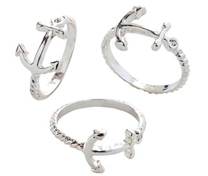 Anchor Silver Plated Ring (Assorted Sizes 7, 8 & 9)
