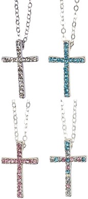 Mini Rhinestone Cross Necklace Assorted