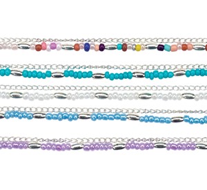 Seed Bead & Metal on 2 Strand Anklet (A) Assorted