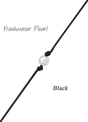 Freshwater Pearl Bead Anklet on Black Cord