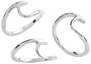 Silver Rhodium Plated Wave Ring Assorted Sizes 7-8-9