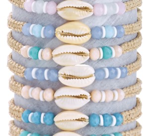 Cowry & Facet Bead Adjustable Slide Knot Bracelet Assorted