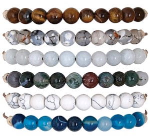 6MM Stone Bead Adjustable Slide-Knot Bracelet (A) Assorted