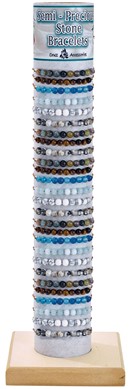 6MM Stone Bead Adjustable Slide-Knot Bracelet (A) Assorted With Tube & Base