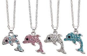 Rhinestone Dolphin Pendant Necklace Assorted