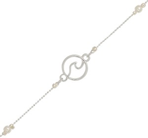 Circle Wave Pendant With 4mm Pearls Anklet