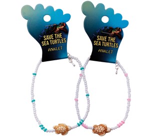 Howlite Turtle With Seed Bead Assorted Anklet