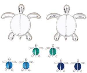 Enamel Sea Turtle With Split Shell Post Earring Assorted