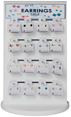 2-Sided White Wood Earring Display (Does Not Include Merchandise)