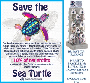 Save The Turtles Slide-Knot Bracelet Package (Includes Merchandise & Display)