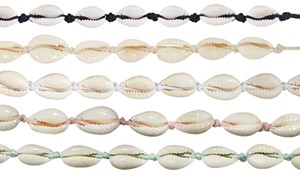 7 Cowry On Assorted Color Wax Cord Anklet