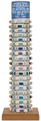 Macrame W/Bone & Sea Glass Beads Adj Slide Knot Bracelet (C) Asst W/Tube & Base