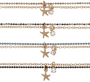 Gold Plated Starfish On Gold & Color Chain Assorted Necklace
