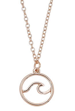 Small Circle Wave Rose Gold Pendant Necklace