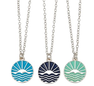 Sun Rise Over Waves Silver Pendant Necklace (B) Assorted