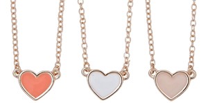 Rose Gold Enamel Heart Pendant Necklace Assorted