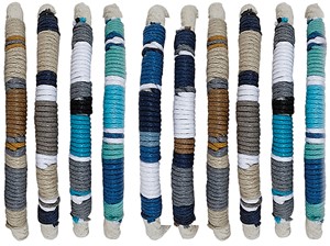 Woven Color Strip On Bleach Cord Slide-Knot Adjustable Bracelet Assorted